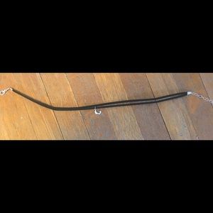 black double choker with moon and pearl charm